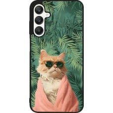 Coque Samsung Galaxy A25 - Silicone rigide noir Cat Summer Palms