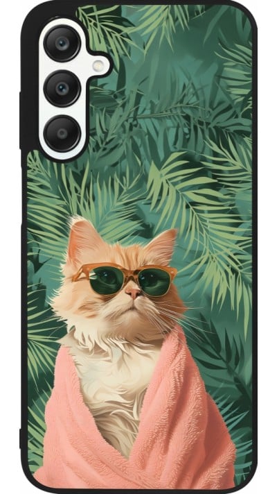 Coque Samsung Galaxy A25 - Silicone rigide noir Cat Summer Palms