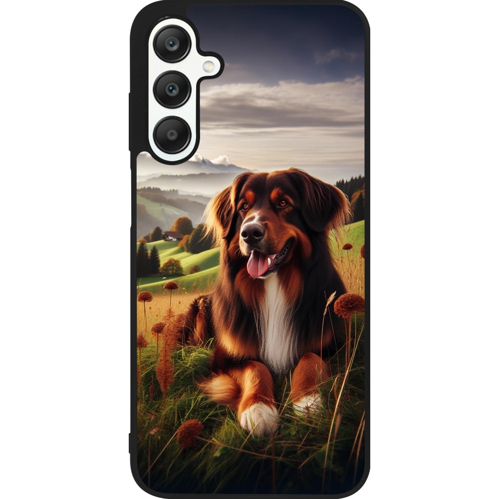 Coque Samsung Galaxy A25 - Silicone rigide noir Chien Campagne Suisse