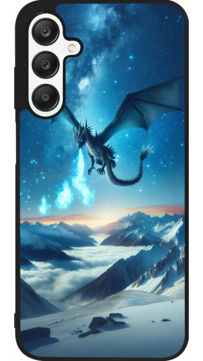 Coque Samsung Galaxy A25 - Silicone rigide noir Dragon nocturne montagne