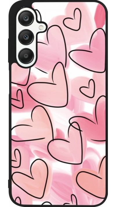 Coque Samsung Galaxy A25 - Silicone rigide noir Easter 2023 pink hearts