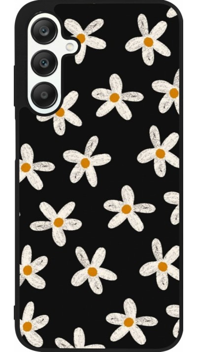 Coque Samsung Galaxy A25 - Silicone rigide noir Easter 2024 white on black flower