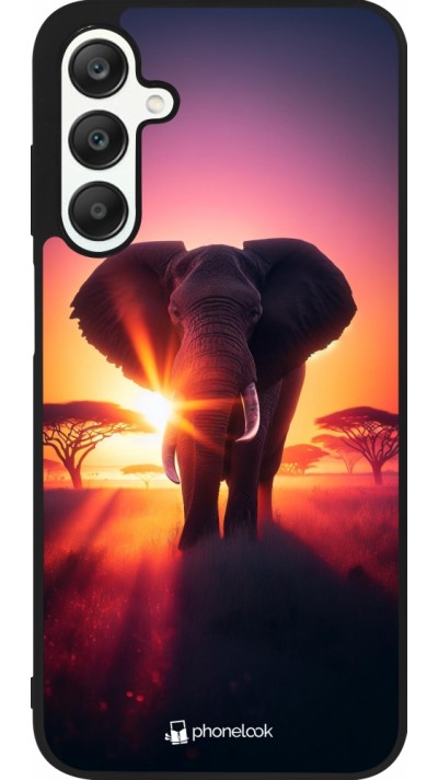 Coque Samsung Galaxy A25 - Silicone rigide noir Elephant Sunrise Beauty