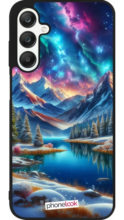 Coque Samsung Galaxy A25 - Silicone rigide noir Fantasy Mountain Lake Sky Stars