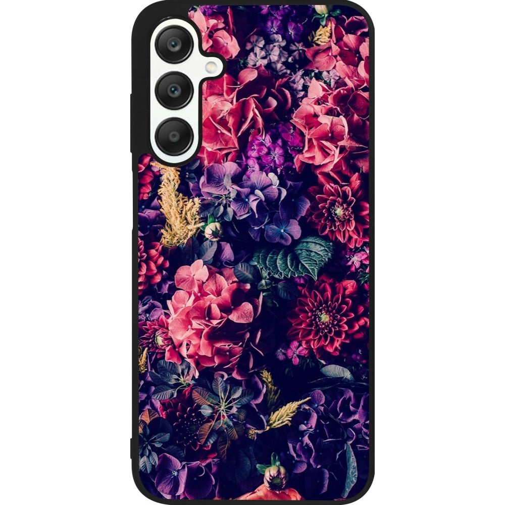 Coque Samsung Galaxy A25 - Silicone rigide noir Flowers Dark