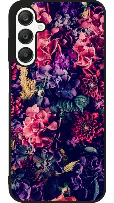 Coque Samsung Galaxy A25 - Silicone rigide noir Flowers Dark