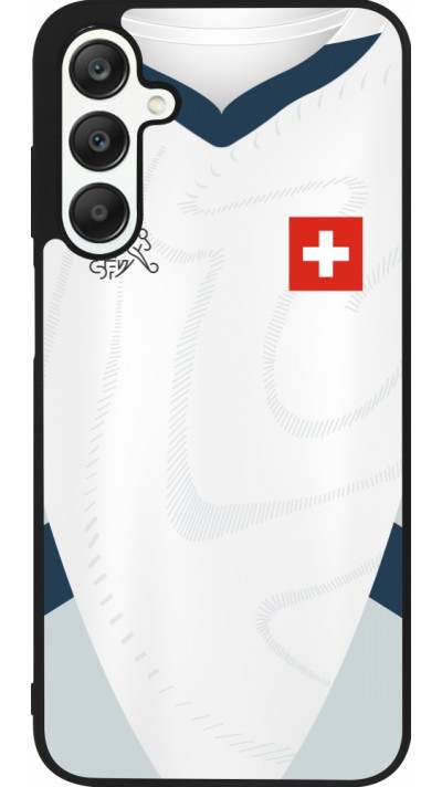 Coque Samsung Galaxy A25 - Silicone rigide noir Maillot de football Suisse Extérieur personnalisable