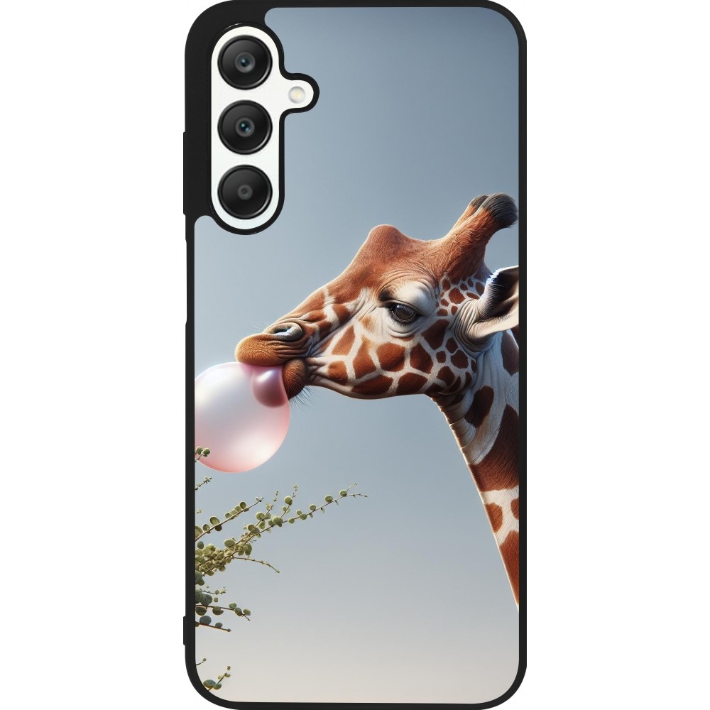 Coque Samsung Galaxy A25 - Silicone rigide noir Girafe à bulle