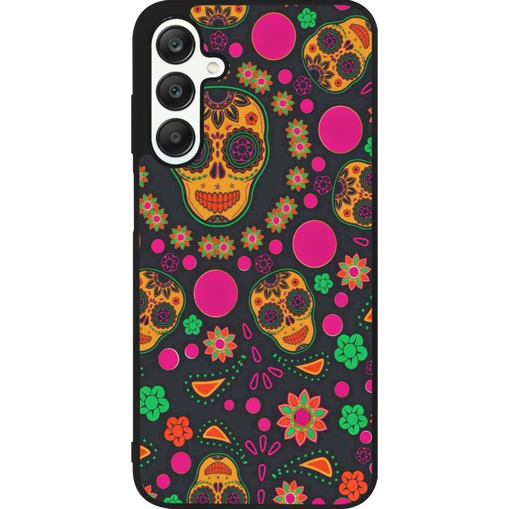 Coque Samsung Galaxy A25 - Silicone rigide noir Halloween 22 colorful mexican skulls