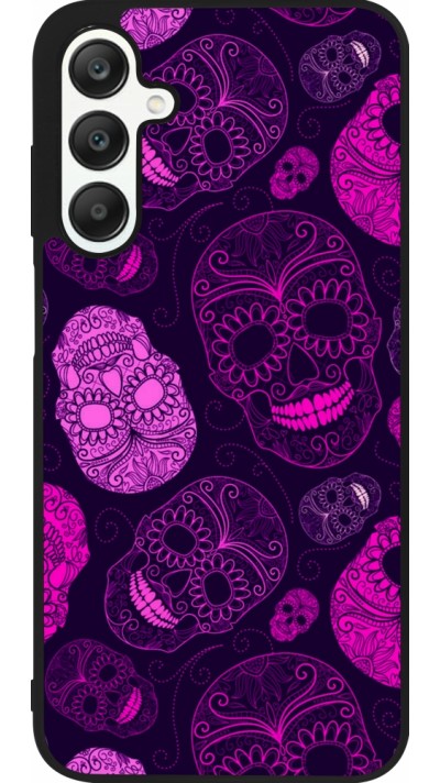 Coque Samsung Galaxy A25 - Silicone rigide noir Halloween 2023 pink skulls