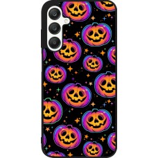 Coque Samsung Galaxy A25 - Silicone rigide noir Halloween 2024 rainbow pumpkins