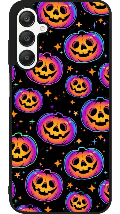 Coque Samsung Galaxy A25 - Silicone rigide noir Halloween 2024 rainbow pumpkins