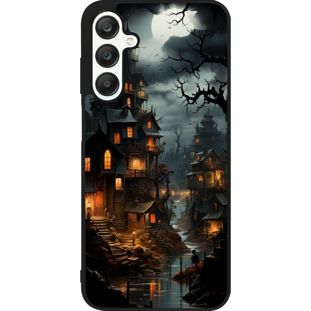 Coque Samsung Galaxy A25 - Silicone rigide noir Halloween 2024 scary town