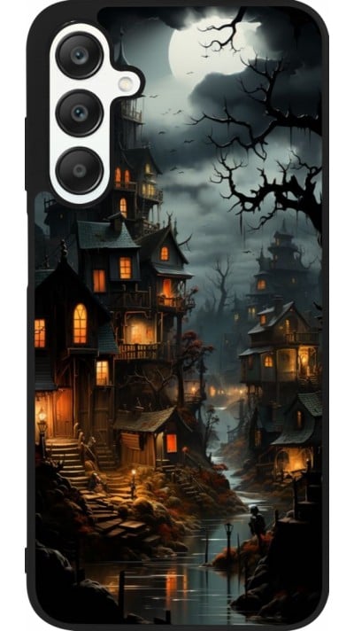 Coque Samsung Galaxy A25 - Silicone rigide noir Halloween 2024 scary town