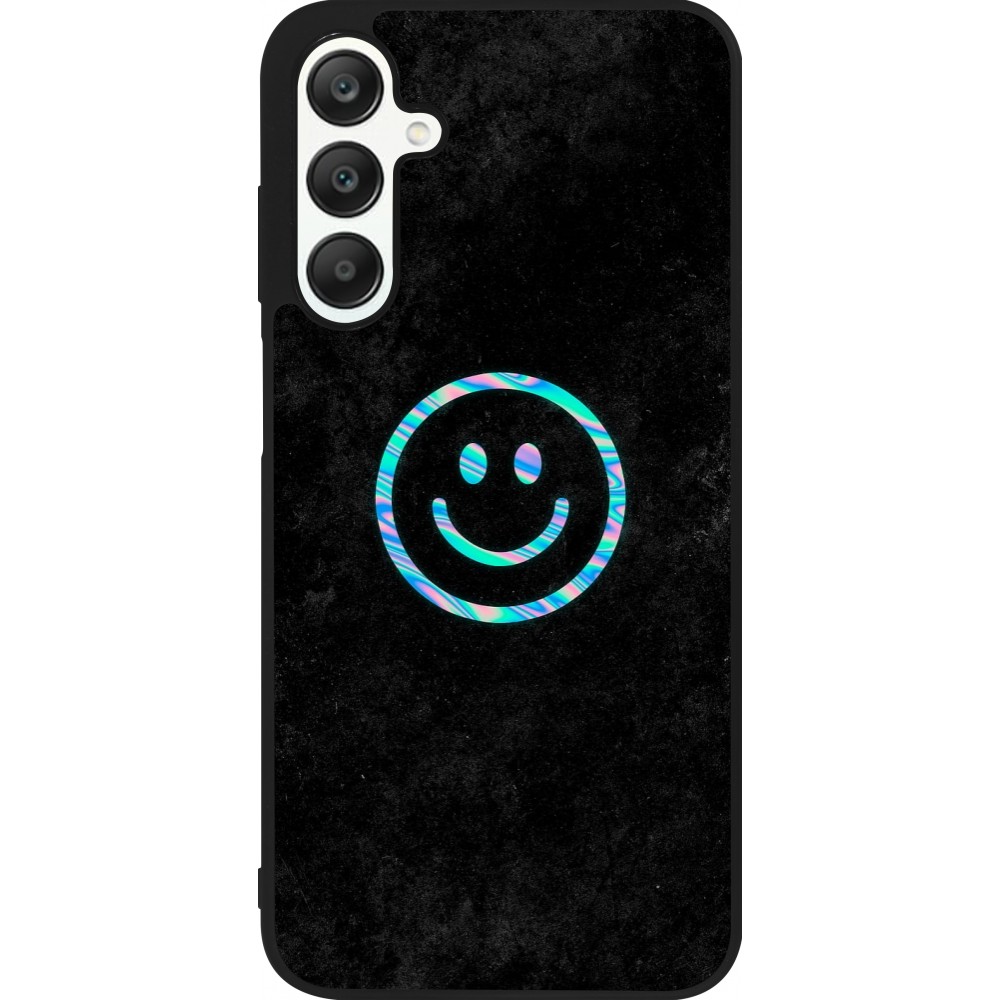 Coque Samsung Galaxy A25 - Silicone rigide noir Happy smiely irisé