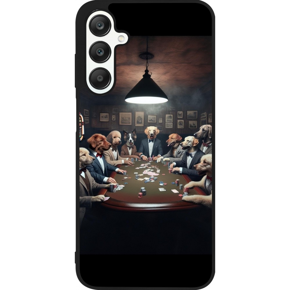 Coque Samsung Galaxy A25 - Silicone rigide noir Les pokerdogs