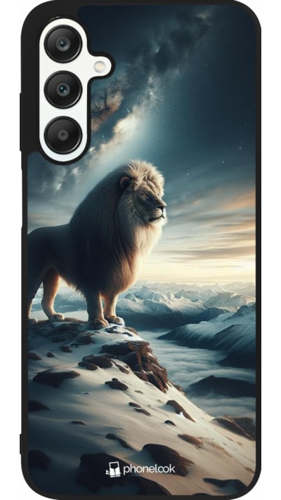 Coque Samsung Galaxy A25 - Silicone rigide noir Le lion blanc