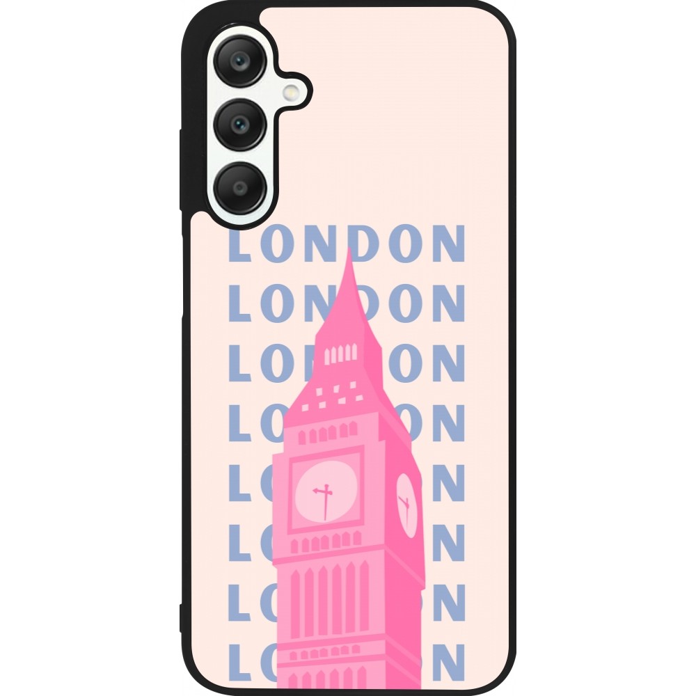 Coque Samsung Galaxy A25 - Silicone rigide noir London Pink Print