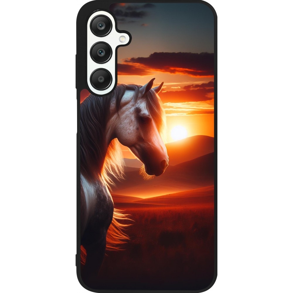 Coque Samsung Galaxy A25 - Silicone rigide noir Majestic Sunset Horse