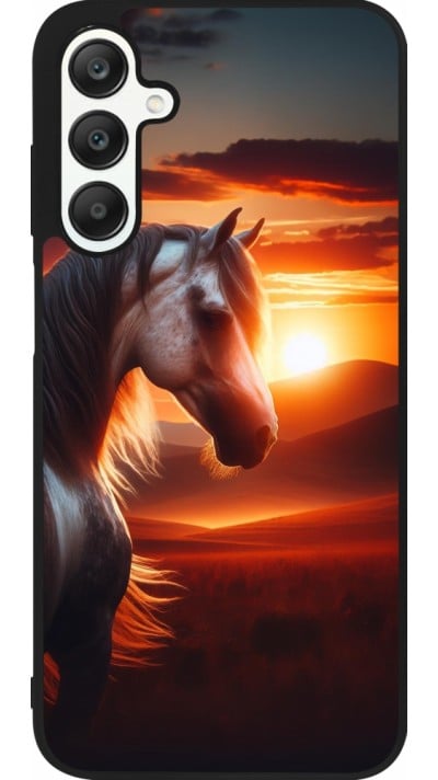 Coque Samsung Galaxy A25 - Silicone rigide noir Majestic Sunset Horse