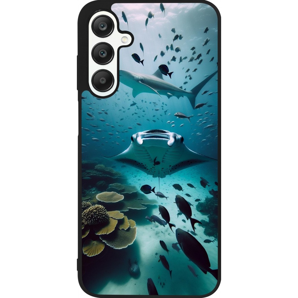 Coque Samsung Galaxy A25 - Silicone rigide noir Manta Lagon Nettoyage