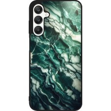 Coque Samsung Galaxy A25 - Silicone rigide noir Marbre vert majestueux