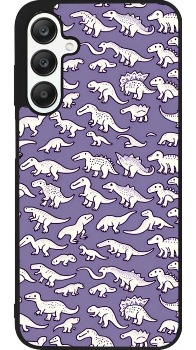 Coque Samsung Galaxy A25 - Silicone rigide noir Mini dino pattern violet