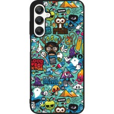 Coque Samsung Galaxy A25 - Silicone rigide noir Mixed Cartoons Turquoise