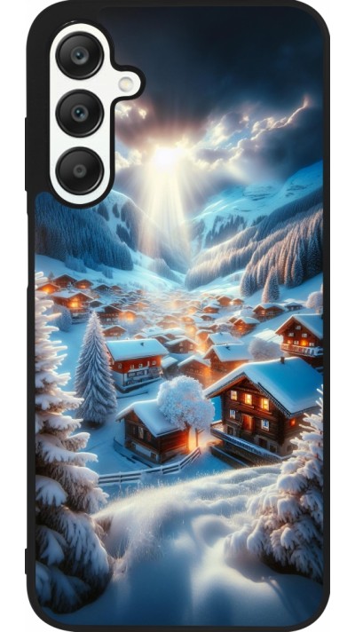 Coque Samsung Galaxy A25 - Silicone rigide noir Mont Neige Lumière