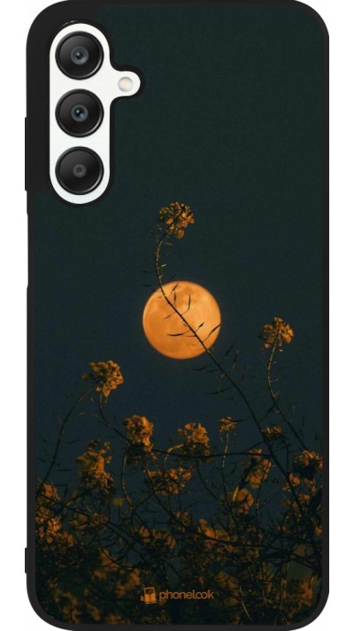 Coque Samsung Galaxy A25 - Silicone rigide noir Moon Flowers