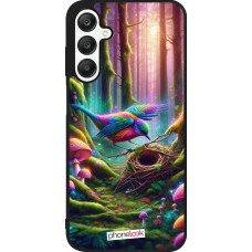 Coque Samsung Galaxy A25 - Silicone rigide noir Oiseau Nid Forêt