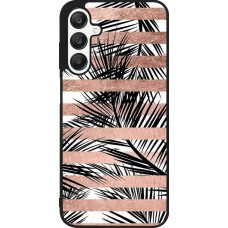 Coque Samsung Galaxy A25 - Silicone rigide noir Palm trees gold stripes