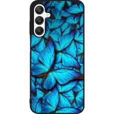 Coque Samsung Galaxy A25 - Silicone rigide noir Papillon bleu