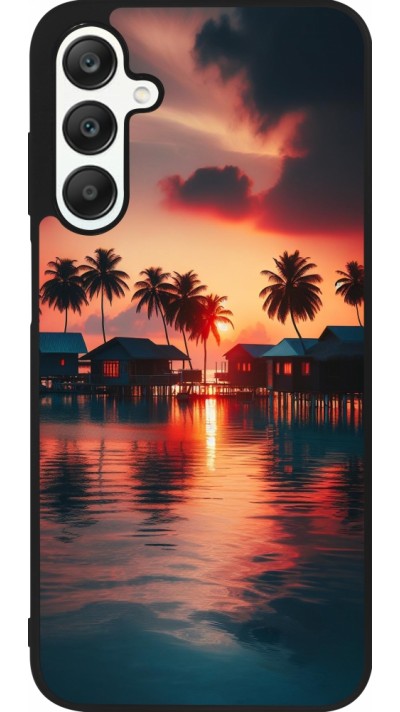 Coque Samsung Galaxy A25 - Silicone rigide noir Paradis Maldives