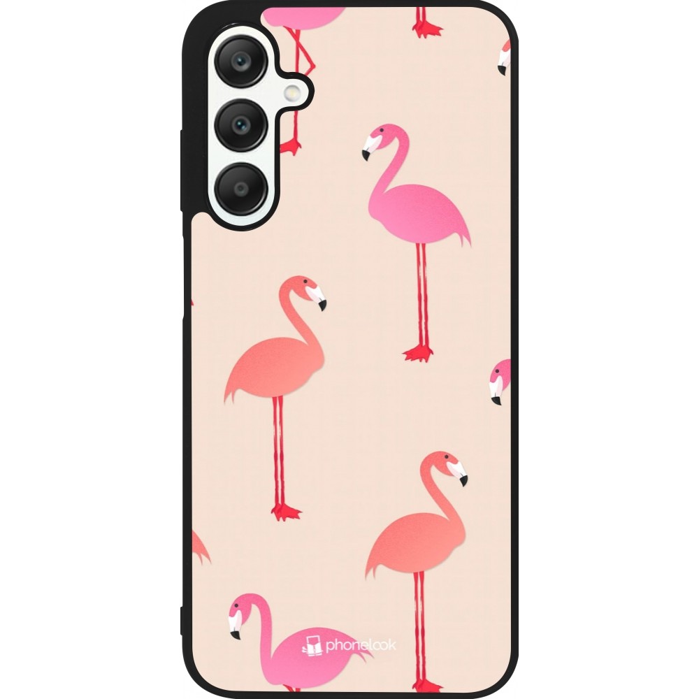 Coque Samsung Galaxy A25 - Silicone rigide noir Pink Flamingos Pattern