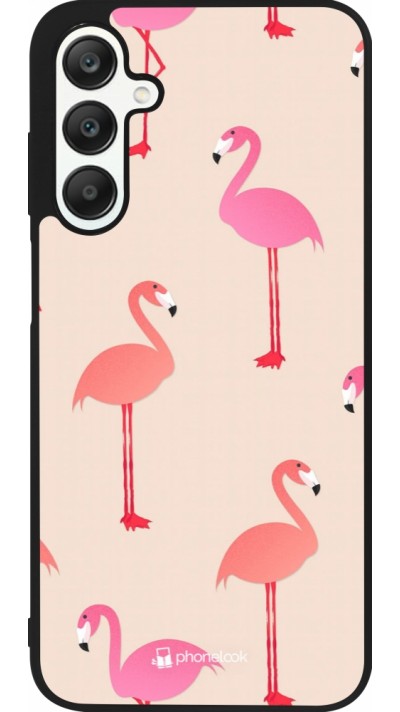 Coque Samsung Galaxy A25 - Silicone rigide noir Pink Flamingos Pattern