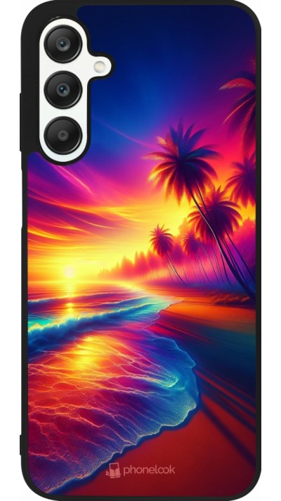 Samsung Galaxy A25 Case Hülle - Silikon schwarz Strand Sonnenuntergang auffällig