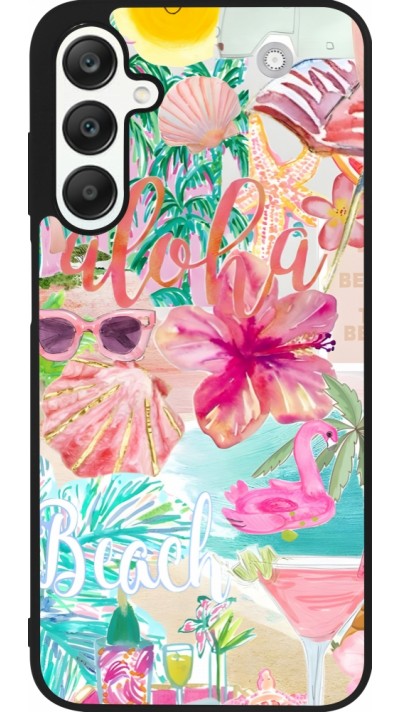 Coque Samsung Galaxy A25 - Silicone rigide noir Preppy Collage Aloha