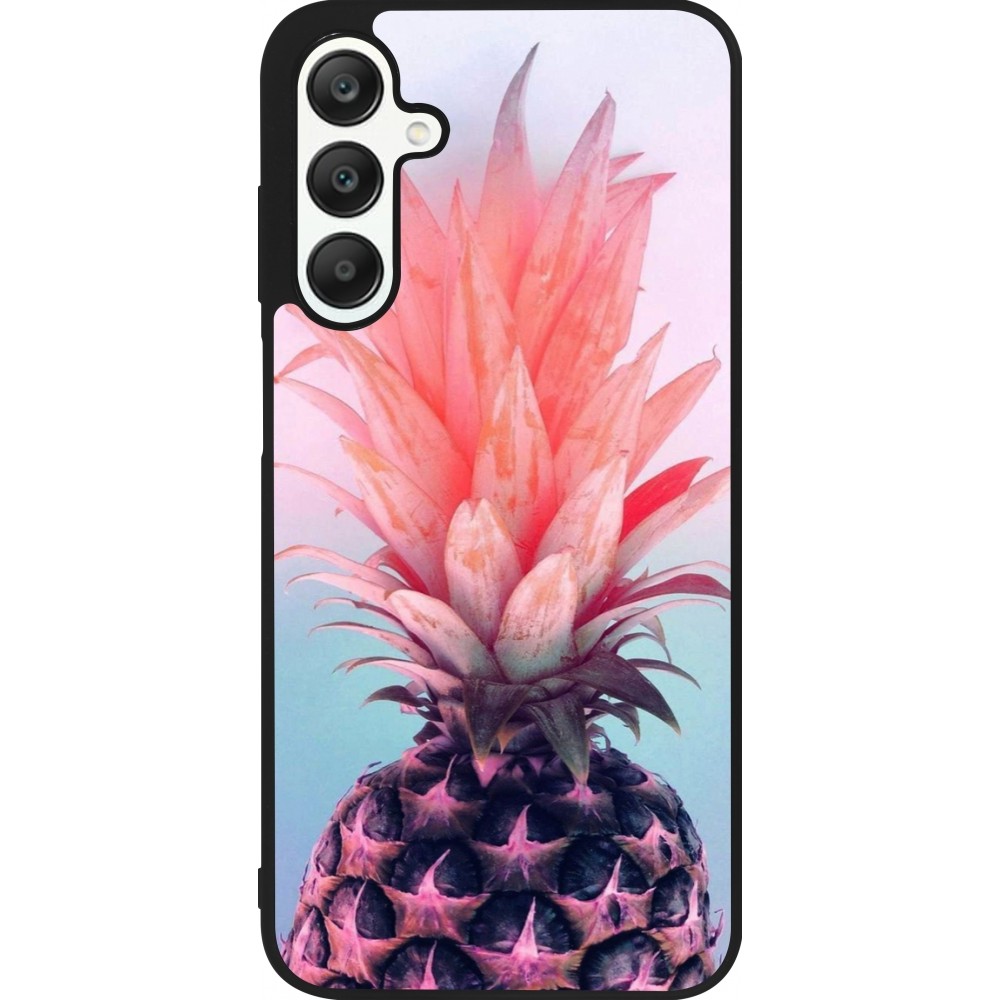 Coque Samsung Galaxy A25 - Silicone rigide noir Purple Pink Pineapple