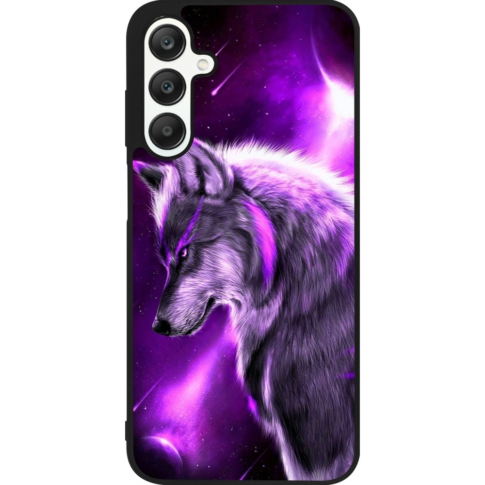 Coque Samsung Galaxy A25 - Silicone rigide noir Purple Sky Wolf