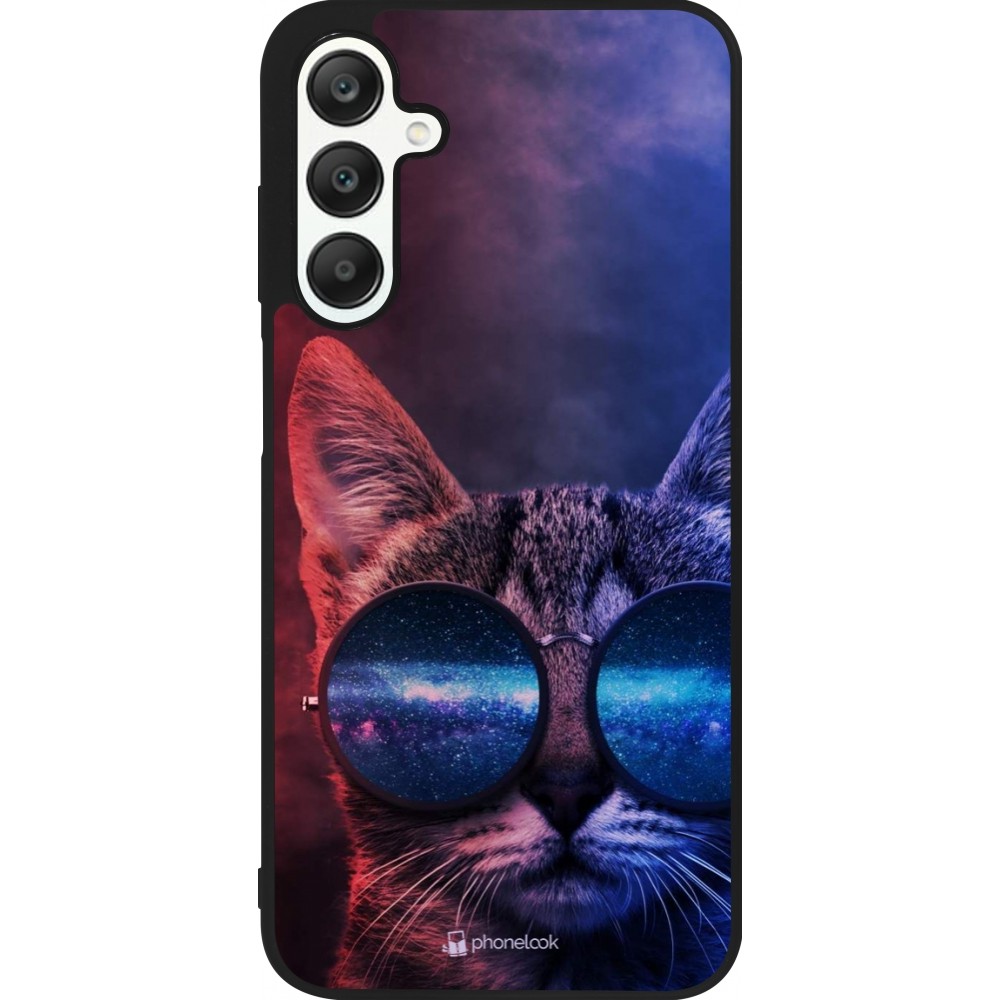 Coque Samsung Galaxy A25 - Silicone rigide noir Red Blue Cat Glasses