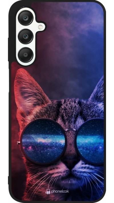 Coque Samsung Galaxy A25 - Silicone rigide noir Red Blue Cat Glasses