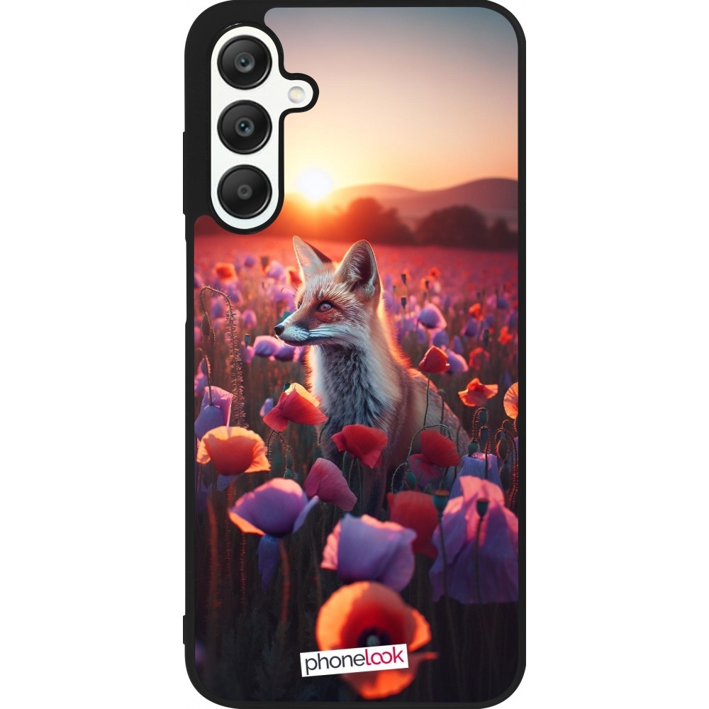 Coque Samsung Galaxy A25 - Silicone rigide noir Renard pourpre au crépuscule