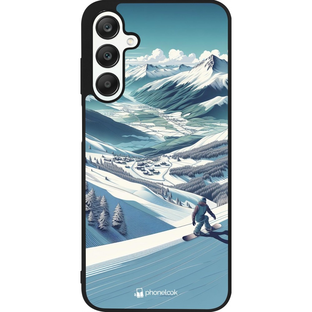 Coque Samsung Galaxy A25 - Silicone rigide noir Snowboarder Montagne