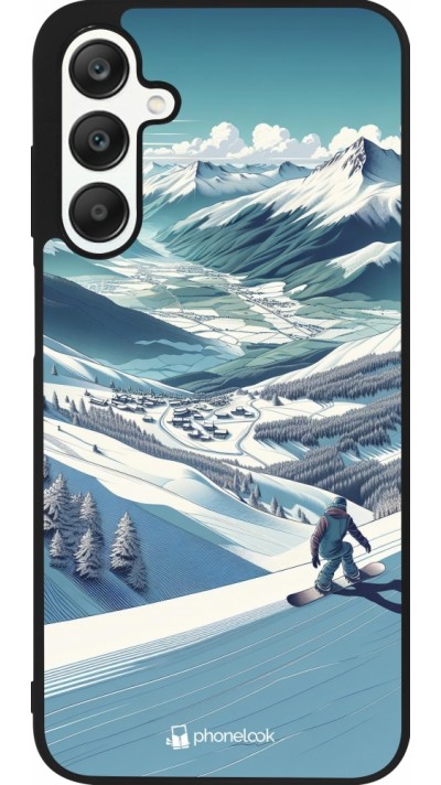 Coque Samsung Galaxy A25 - Silicone rigide noir Snowboarder Montagne