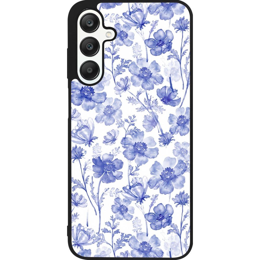 Coque Samsung Galaxy A25 - Silicone rigide noir Spring 23 watercolor blue flowers