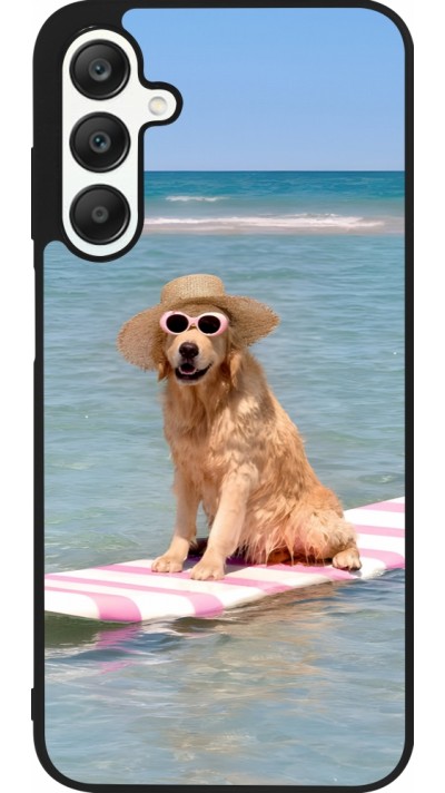 Coque Samsung Galaxy A25 - Silicone rigide noir Summer Dog on Paddle