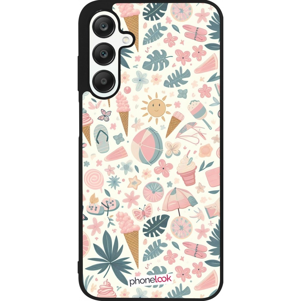 Coque Samsung Galaxy A25 - Silicone rigide noir Summer Pink Pattern