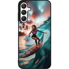 Coque Samsung Galaxy A25 - Silicone rigide noir Surfeuse Balinaise