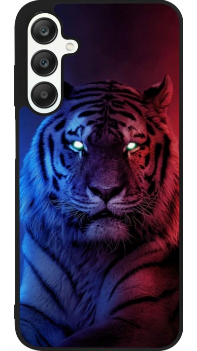 Coque Samsung Galaxy A25 - Silicone rigide noir Tiger Blue Red